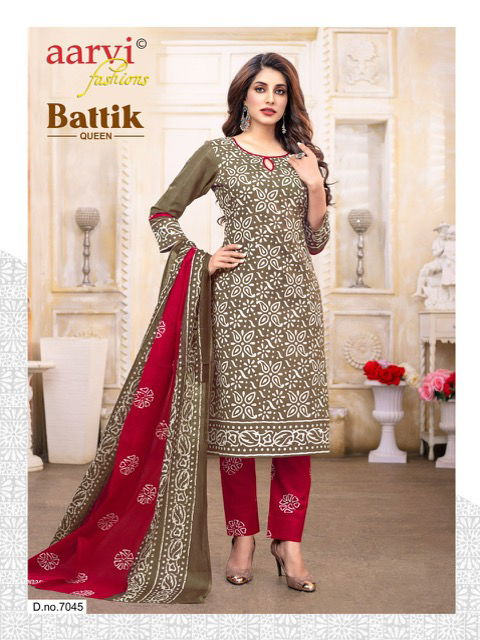 Aarvi Battik Queen Vol 1 Casual Wear Wholesale Cotton Dress Material
